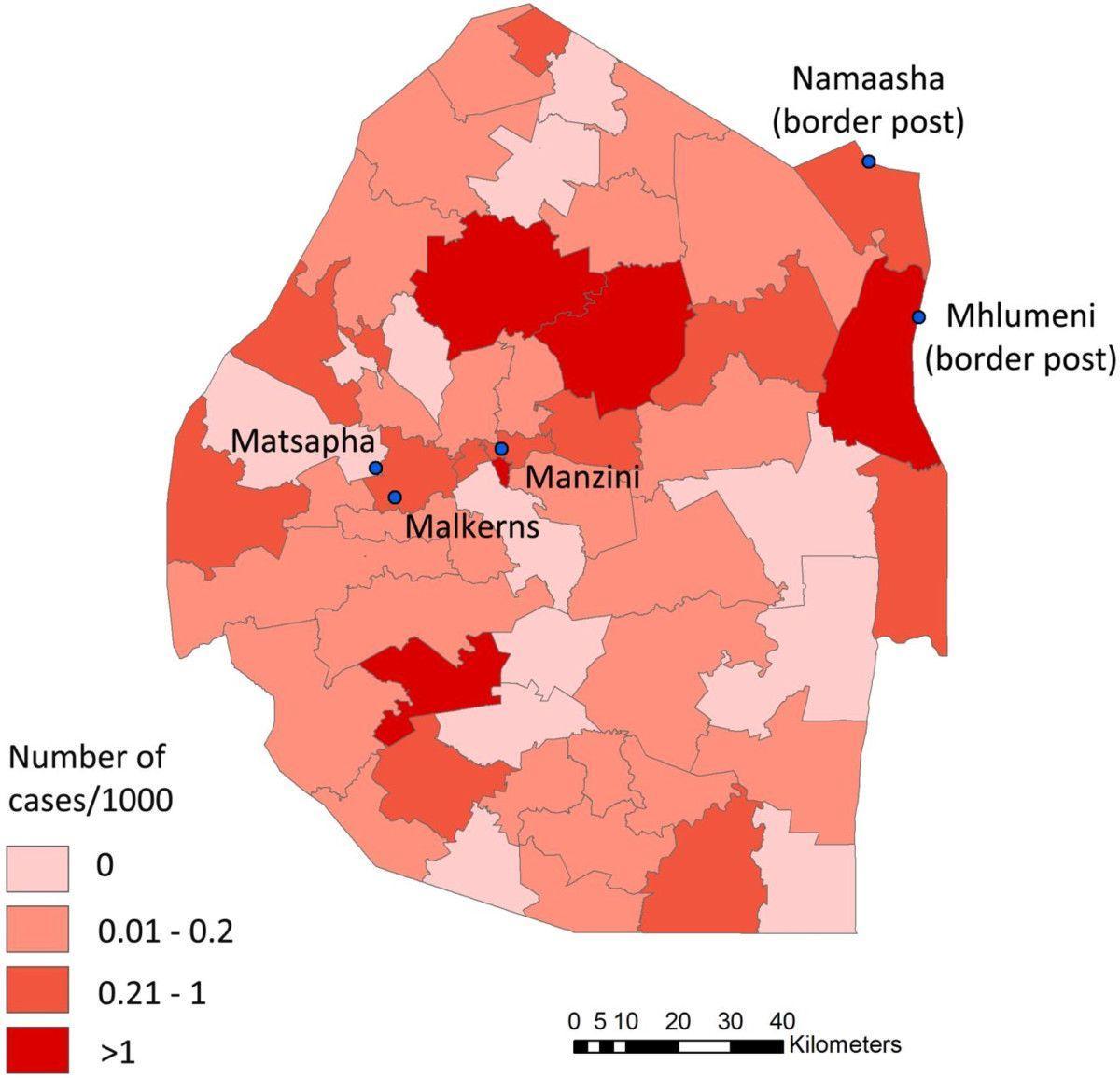 نقشه سوازیلند مالاریا