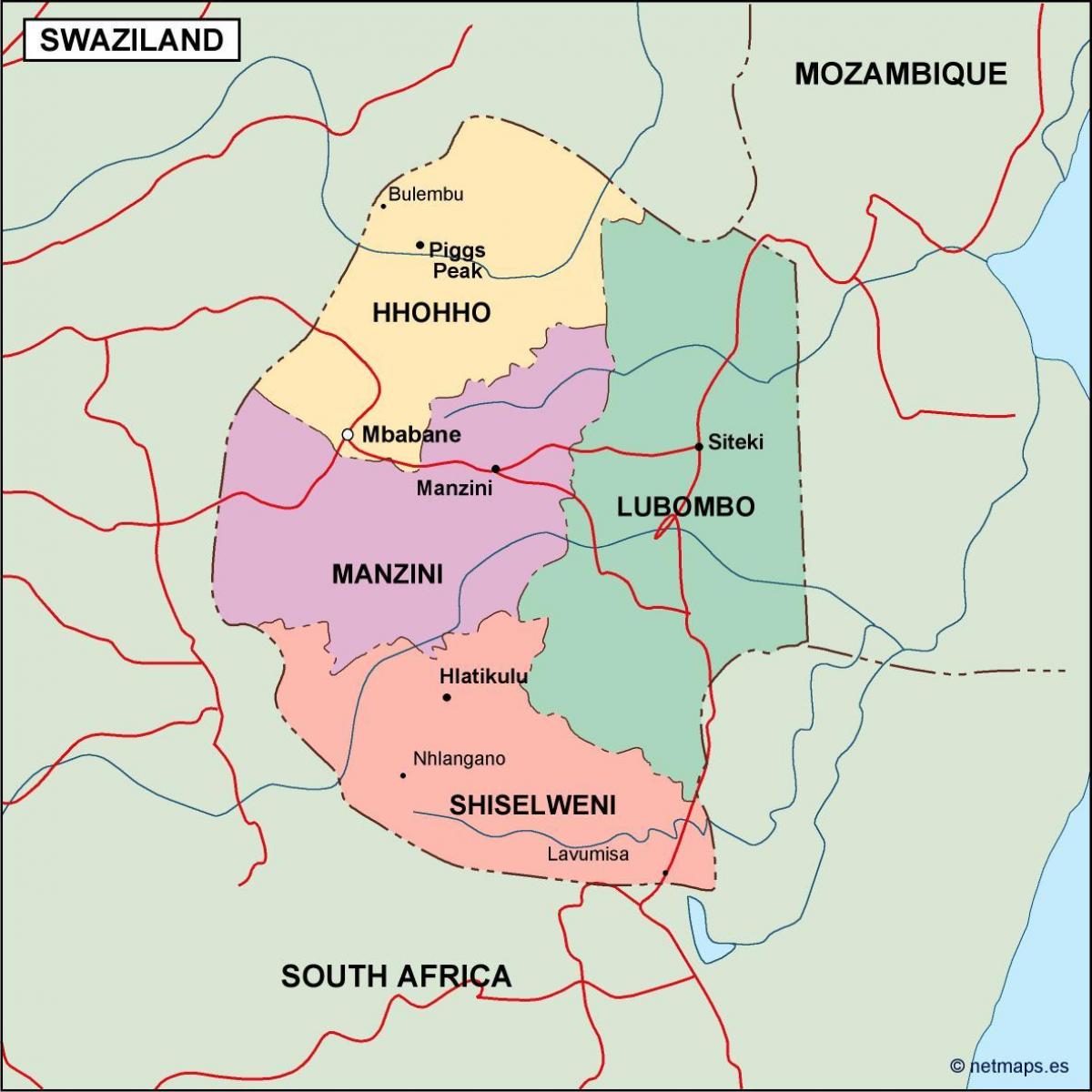 نقشه سوازیلند